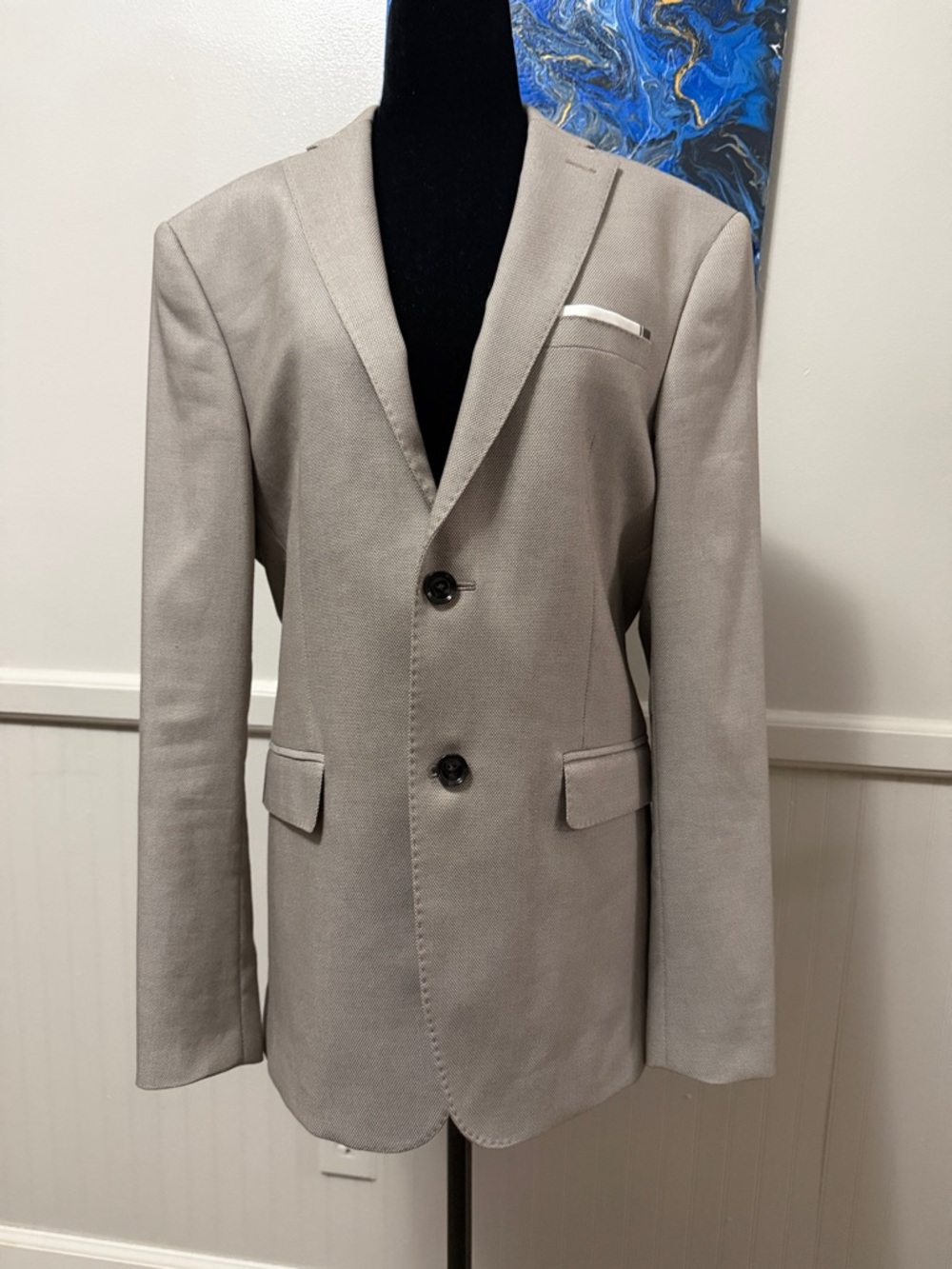 Zara Men's Taupe Two-Button Notch Lapel Blazer